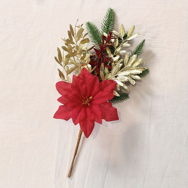 1/3 個人工松の枝、プラスチックの葉付きクリスマスの花、ホーム屋内パーティーセンタークリスマスツリーリース装飾 ホーム・キッチン Temu  Japan