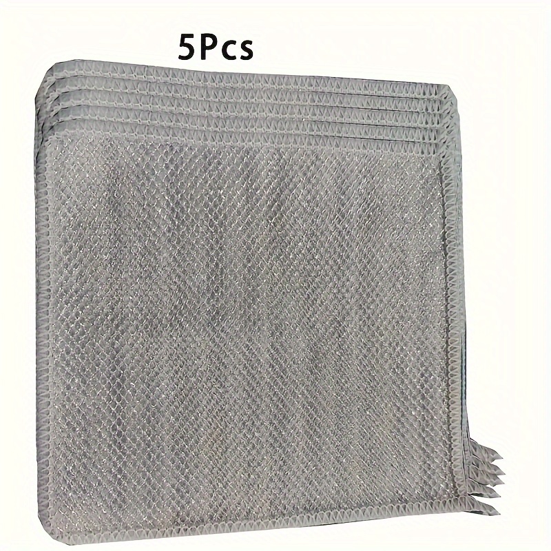 2/5pcs, Scouring Cloth, Silver-white Steel Wire Scouring Cloth, Household  Metal Wire Cleaning Cloth, Kitchen Non-stick Oil, Easy To Clean, Double-sid