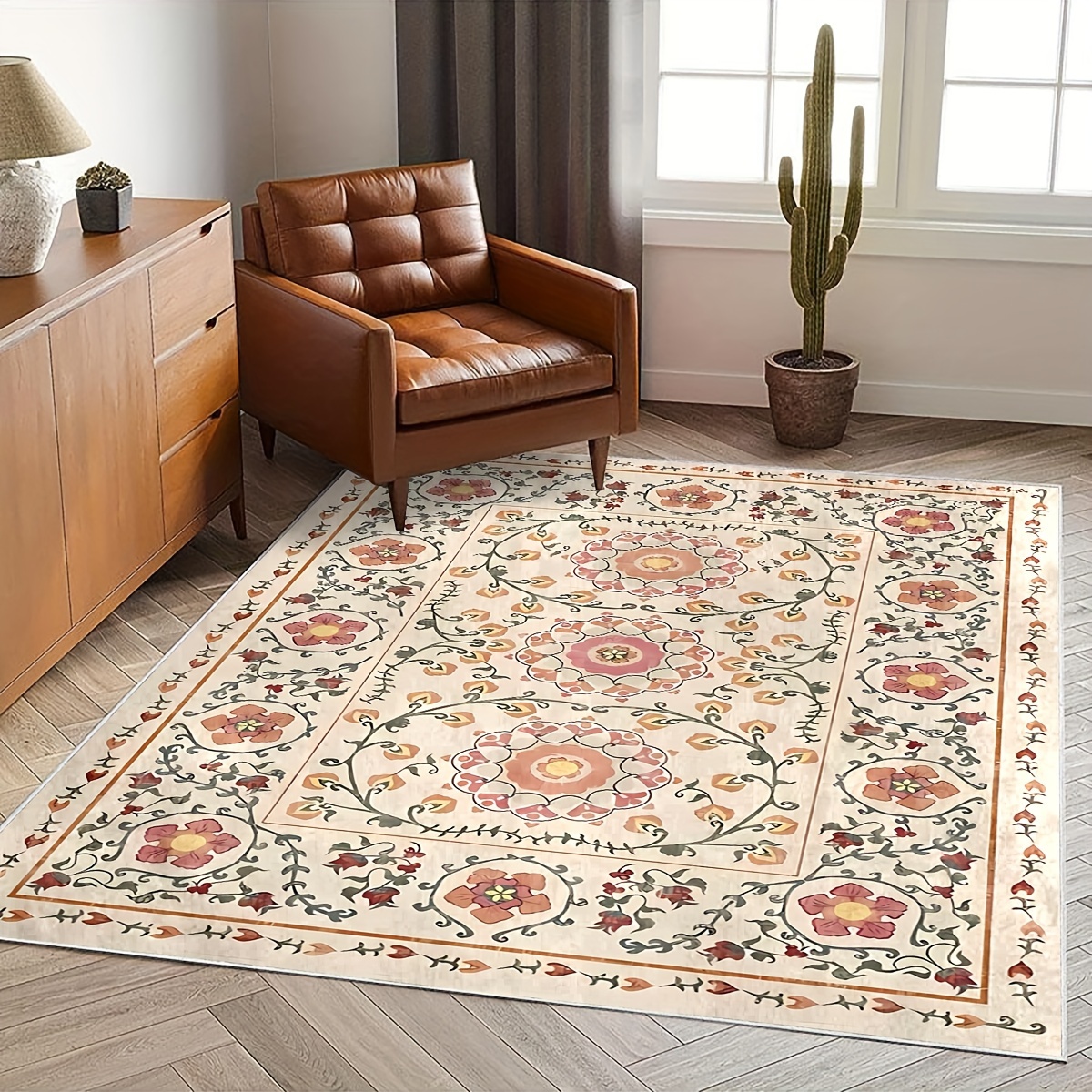 Boho Floral Floor Mat Home Entry Door Floor Mat Living Room - Temu