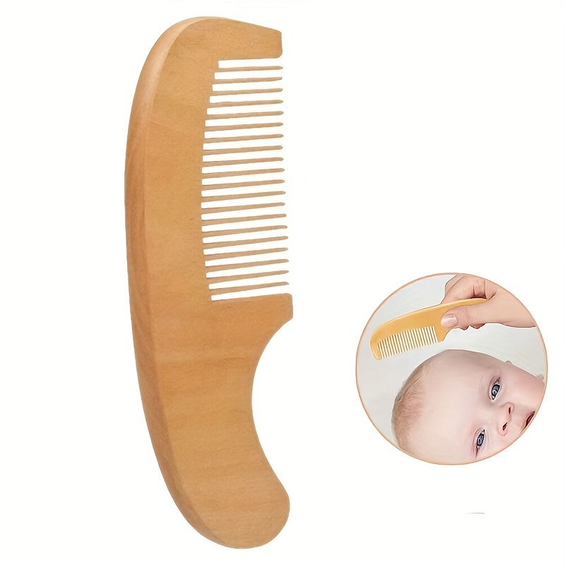 Cepillo de madera de lana Natural pura para bebé, peine para el pelo de recién  nacido