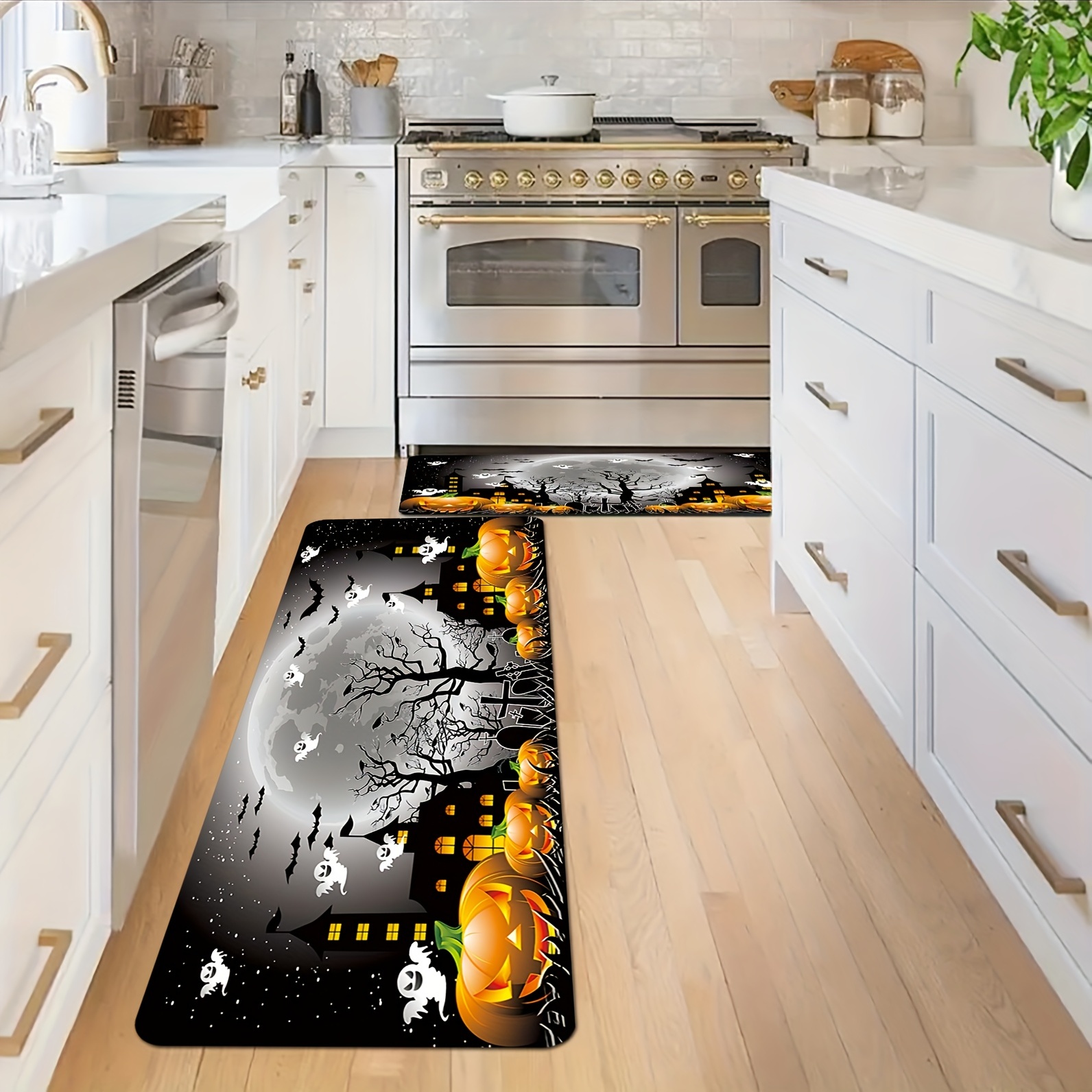 Extra Long Halloween Pumpkin Castle Rug Hallway Kitchen Mat - Temu