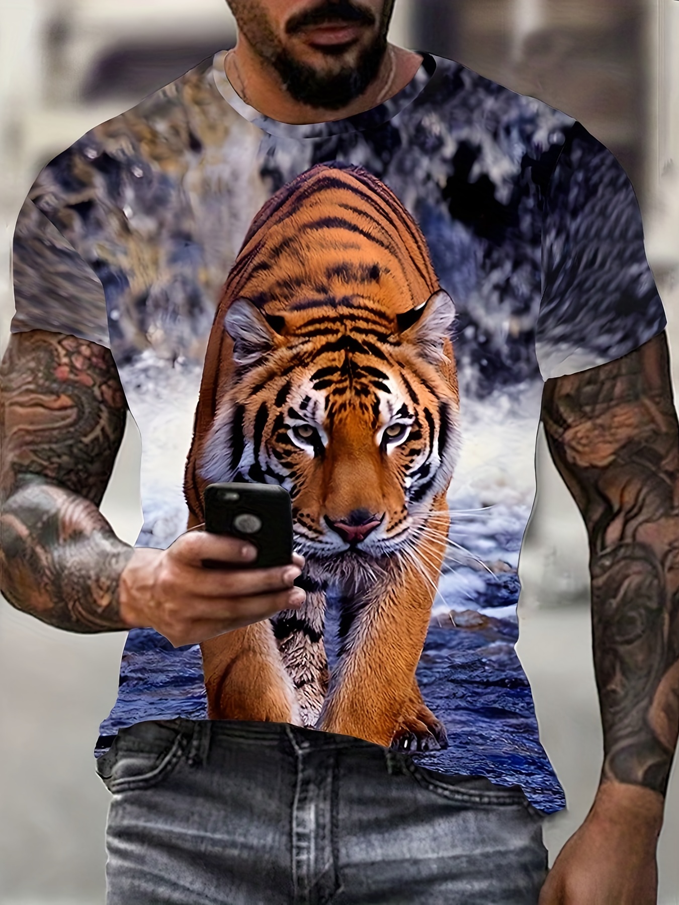 Man Summer Shirt 3d Print Tiger T-shirts Clothes Casual Tees For Men's  Fashion Streetwear Oversized O-neck Short Sleeve Tops