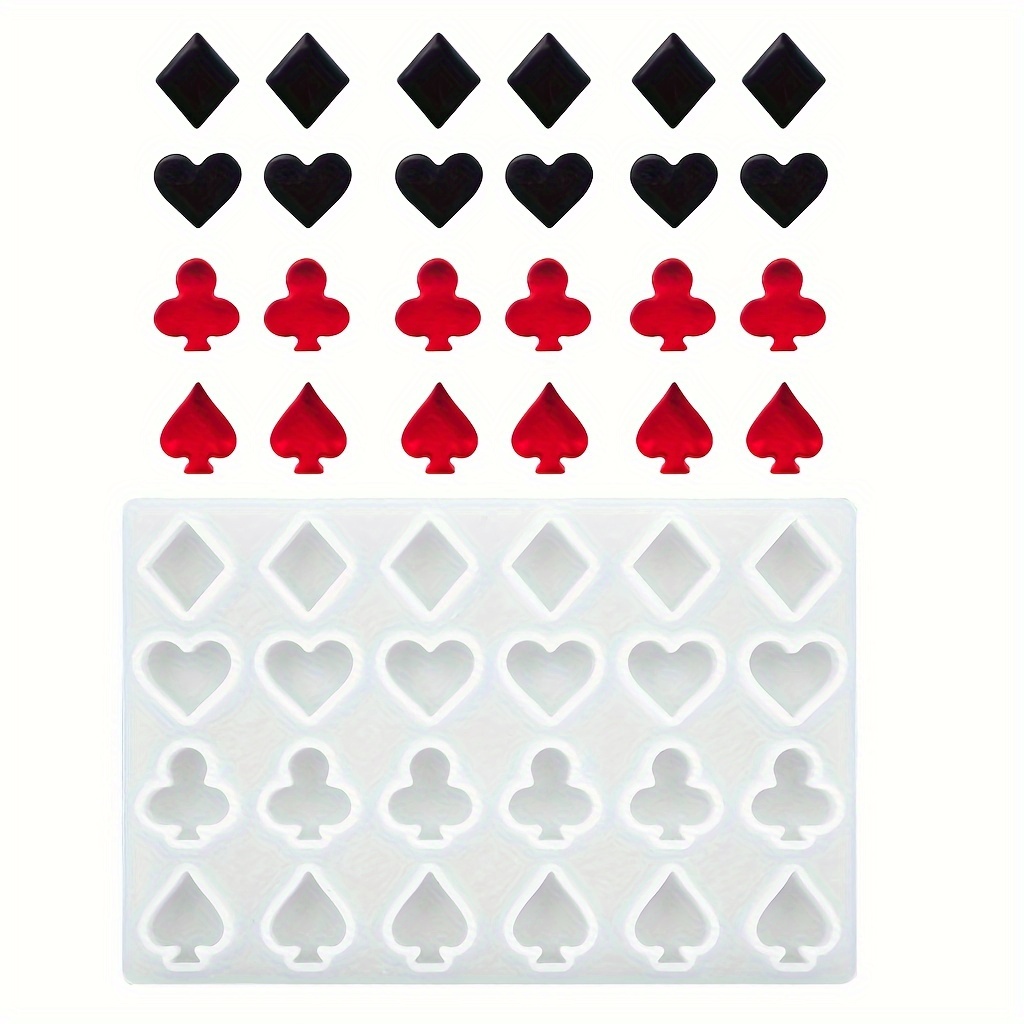 

1pc Poker Series Pendant Casting Silicone Mould Heart, Diamond Shape, Spade, Club Wax Pellet Molds Handmade Craft Epoxy Resin Casting Mold Diy Baking Tools