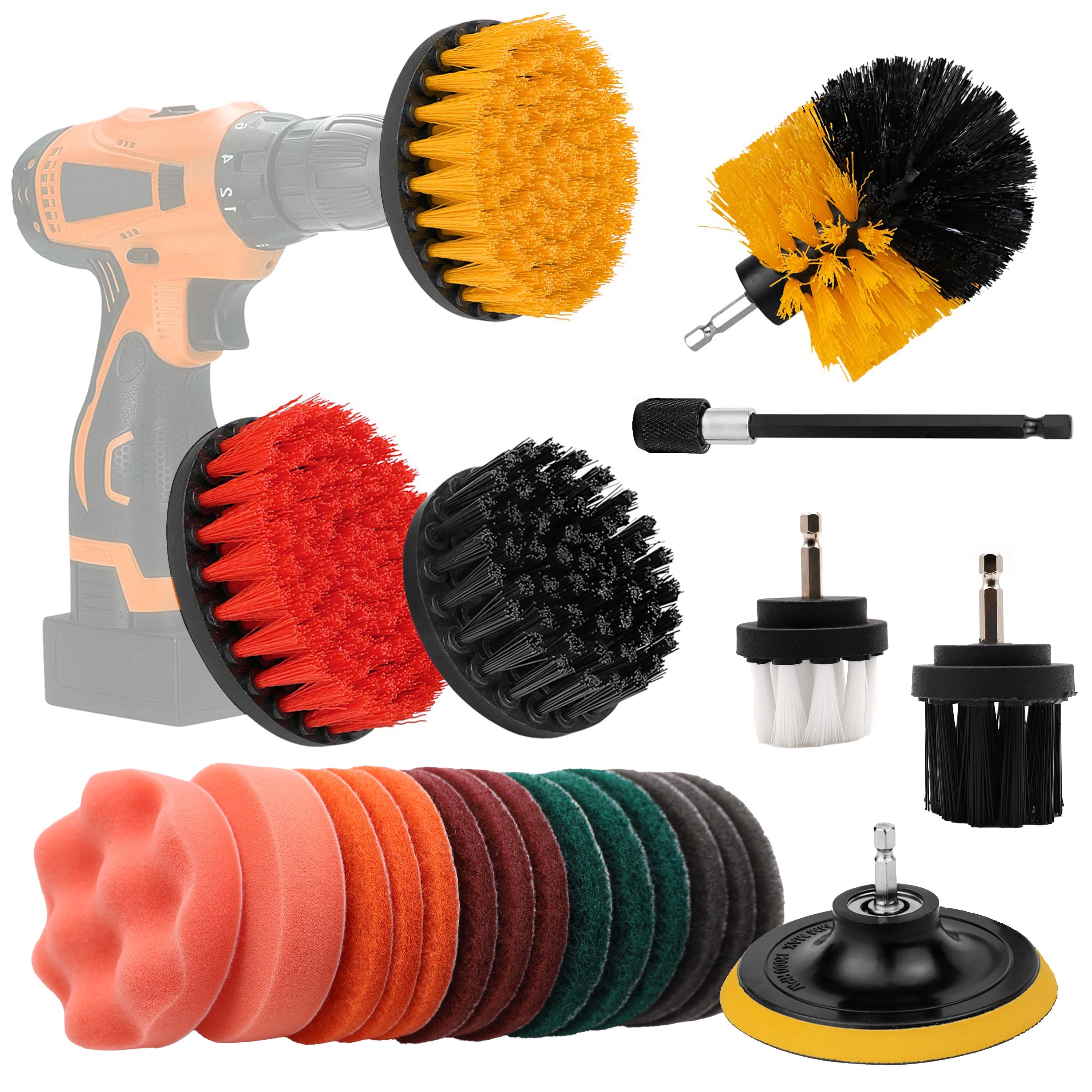 5pcs/set Small Drill Brush Kit, Electric Car Washer Cleaning Brush