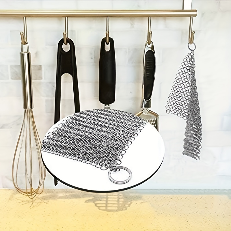 Cast Iron Cleaner, Stainless Steel Chain Mail Scrubber, Iron Skillet Scrub  Brush, Special Cleaning Brush For Iron Pans And Pots, Oven, Grills,  Chainmail Scrubber, Power Decontamination, Cleaning Supplies, Cleaning  Tool, Back To