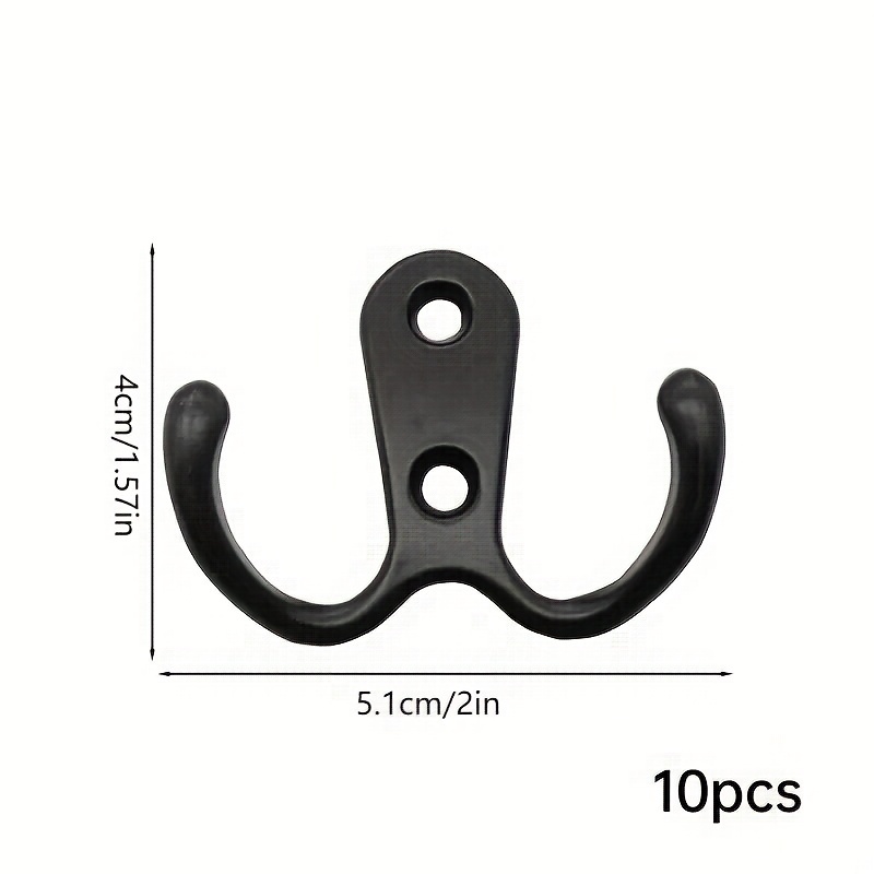 10 Pack Heavy Duty Dual Coat Hooks Wall Mounted with 40 Screws, Utility  Metal Hooks Retro Double Hooks Wall Hanging Zinc Die Cast Robe Hooks for  Coat