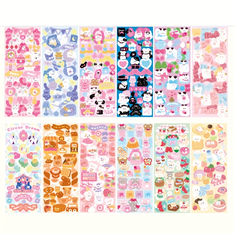 Goo Card Set Cute Cartoon Diy Journal Stickers Laser Goo - Temu