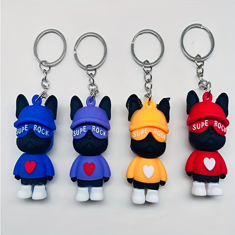 Cute Pu Leather Animal Keychain, Cute Colorful French Bulldog Pendant,  Funny Bag Ornament Accessories - Temu