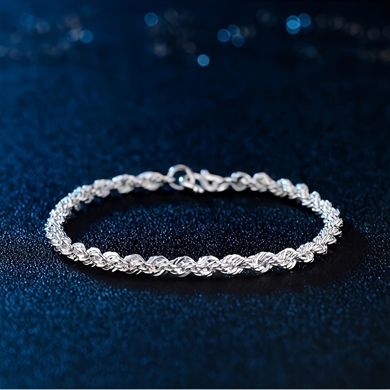 European and American Popular Fashion 4mm Twist Rope Silvery Plated Bracelet Christmas Thanksgiving Gift