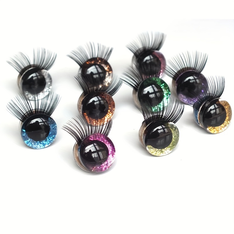 

20pcs/lot 12-30mm Glitter Safey Eyes With Eyelash For Diy Doll Eyes Accessories Safe Eyes Mixed Colors