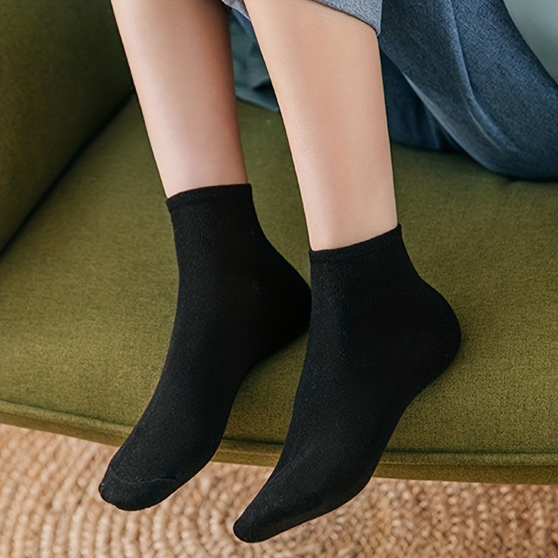 5 Pairs Solid Short Socks Soft & Comfy Women's Stockings & Hosiery