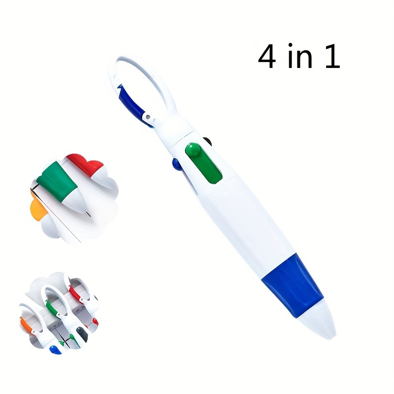 12 Pieces Shuttle Pens Retractable 4 In 1 Neon Colored Pens with Keychain,  Multi-color Nurses Ballpoint Pens for School Projects, Stocking Stuffing