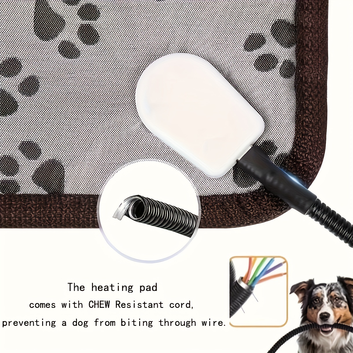 Pet Electric Heating Pad for Dogs and Cats with Anti-bite Steel Cord Waterproof Adjustable Dog Warm Bed Mat Heated Pet Pad for Pets Beds Pets Blankets