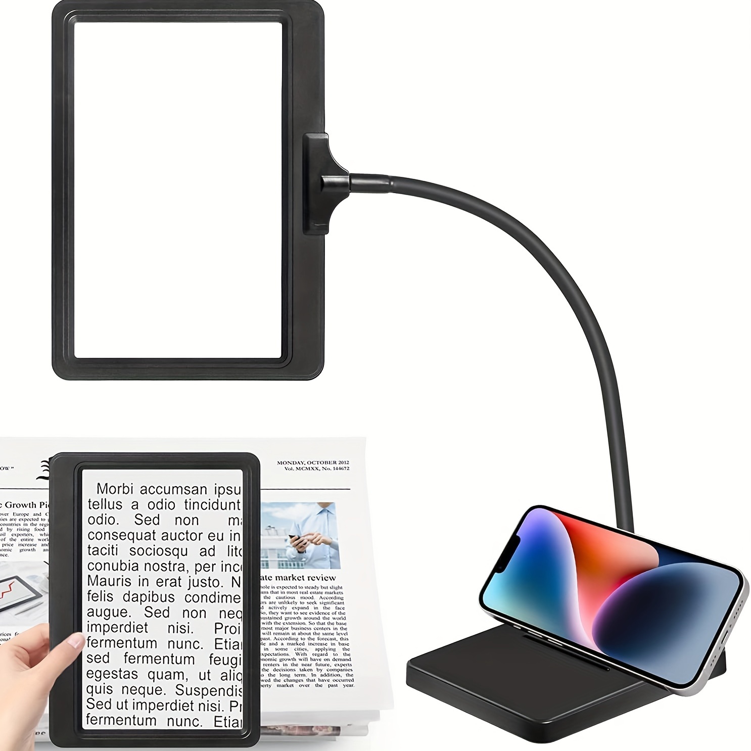 5x 20x Large Magnifying Glass For Reading Full Book Pages - Temu