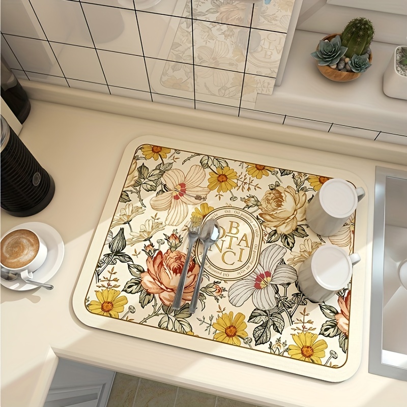 Rubber Dish Drying Mat Kitchen Countertop Drain Pad