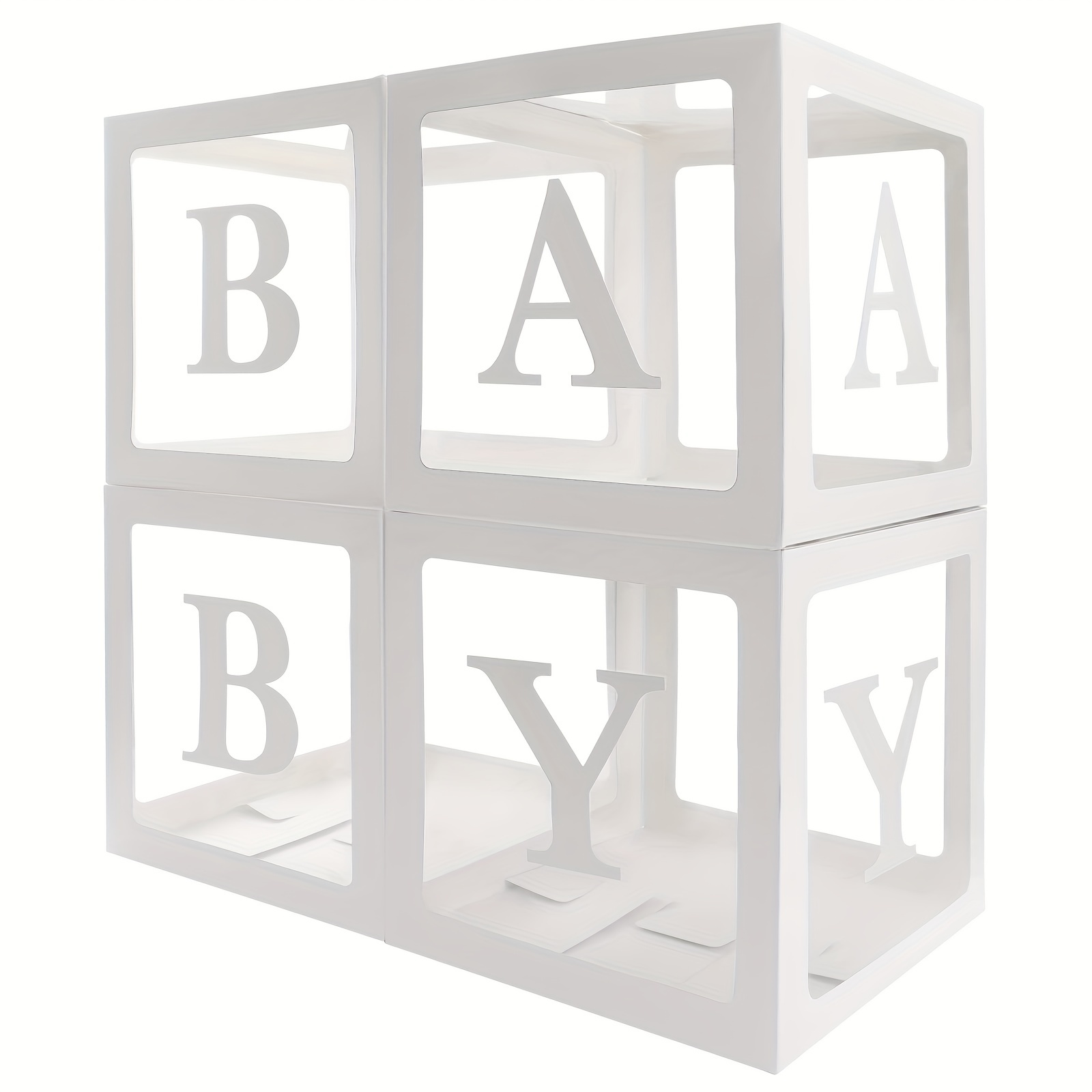  6 cajas de OH BABY con letras, caja de bloque transparente para  decoraciones de baby shower, caja de globos blancos de OH BABY para fiesta  de revelación de género, cajas de