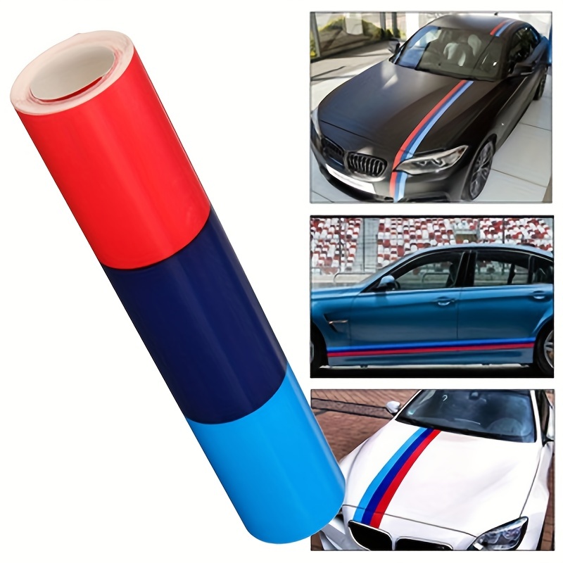 

1m/39in Car Sticker M Color Stripes Rally Side Hood Racing Motorsport Vinyl Decal Sticker Strip Bumper Engine Cover For Bmw