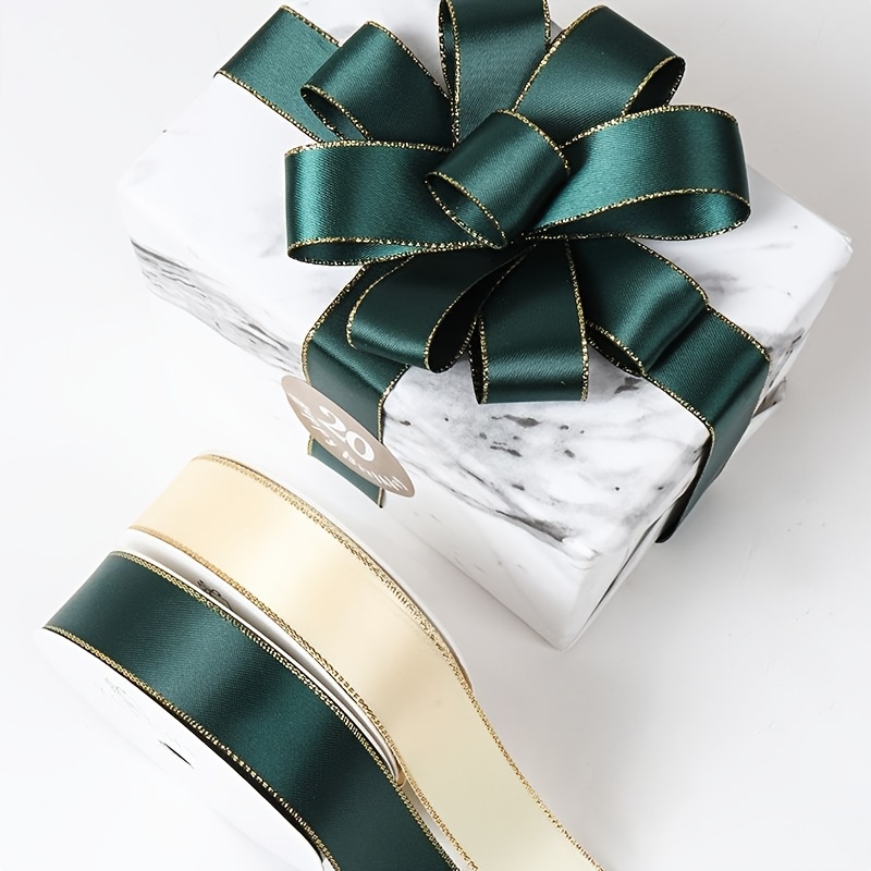 1/4'' Gold Edge Polyester Ribbon Bouquet Bowknot Ribbon DIY Gift Wrapping  Ribbon Single Flower Ribbon - AliExpress