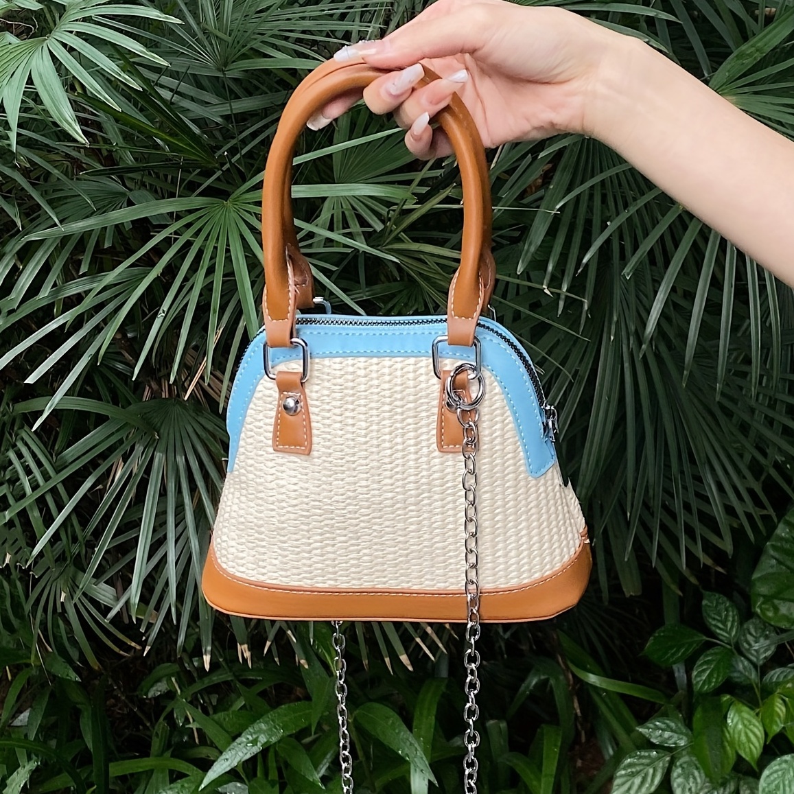 Mini Braided Strap Ruched Bag