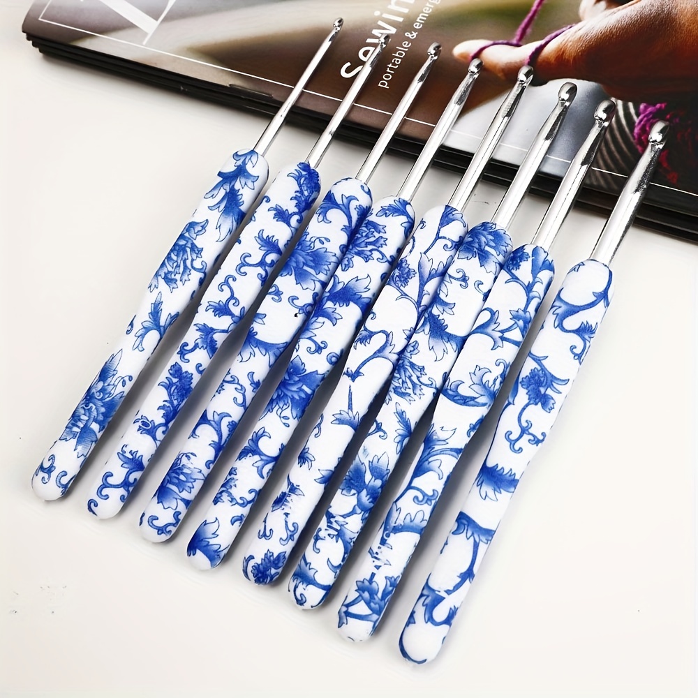Crochet Hooks Set 8 Size Blue And White Porcelain - Temu