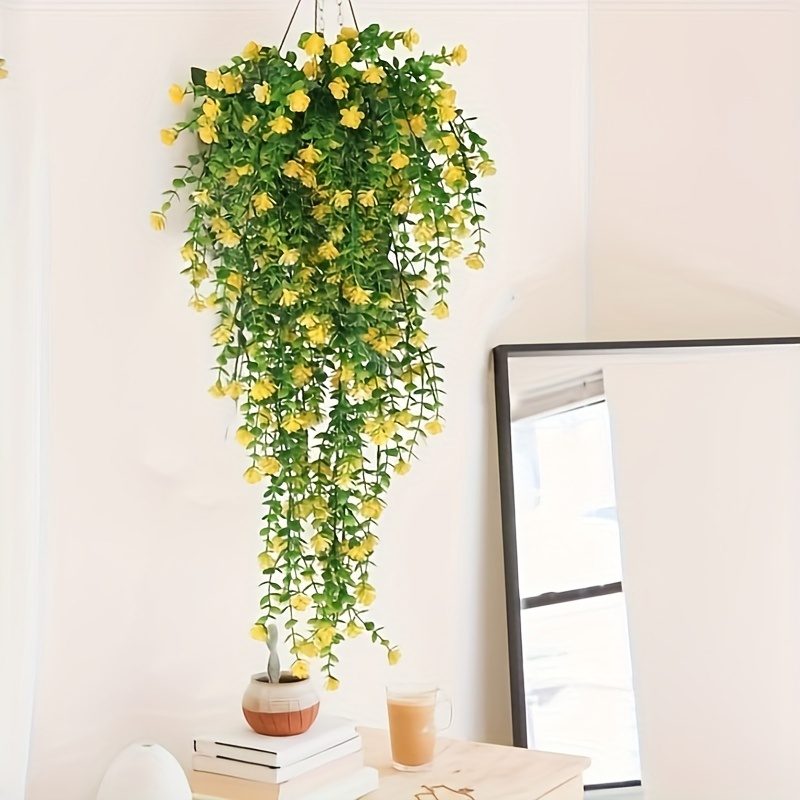 1 Pack Hanging Plants with Pots, Eucalyptus Artificial Plants Green Vines  for Home Decor Living Room Wall Shower Enclosure