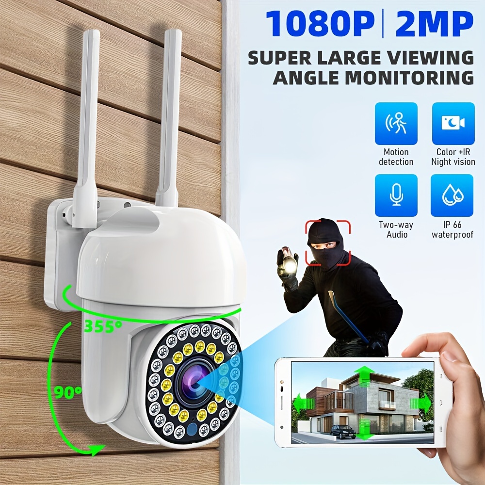 Outdoor Security Camera, Wireless WiFi Home Security Camera System, Two Way  Talk, Spotlight, PTZ, Motion Detection Alert, Auto Tracking, Color Night  Vision, Waterproof Video Surveillance IP Camera…