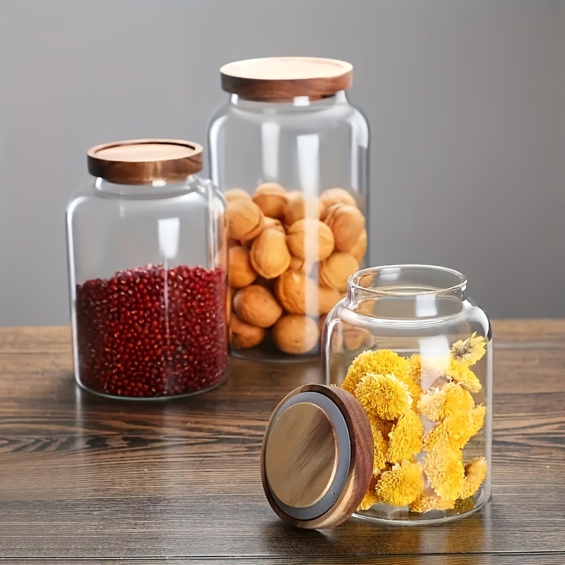 Canister Glass Kitchen Canisters with Airtight Acacia Lid, Tall Clear Food  Storage Jar, Kitchen Pantry Noodles Flour Coffee - China Glass Jar and Glass  Container price
