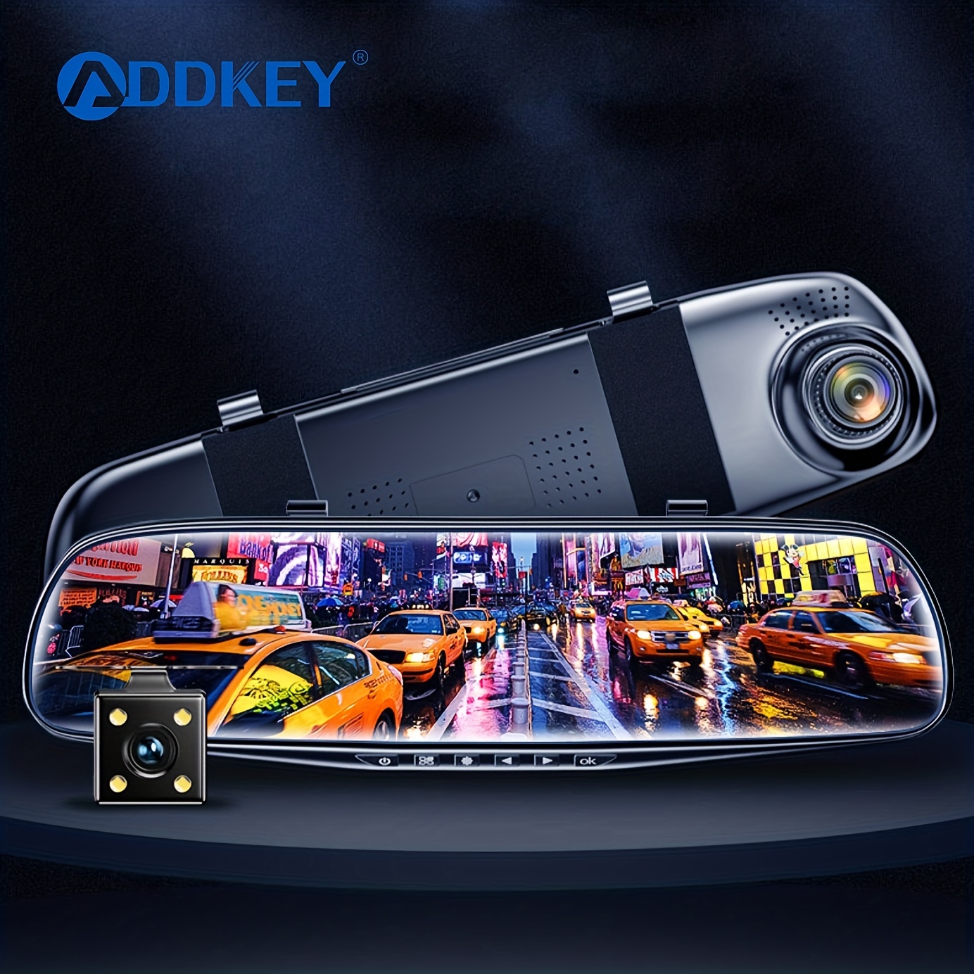 Addkey 4.5 Pouces Rétroviseur Voiture Dvr Caméra 1080p - Temu Canada