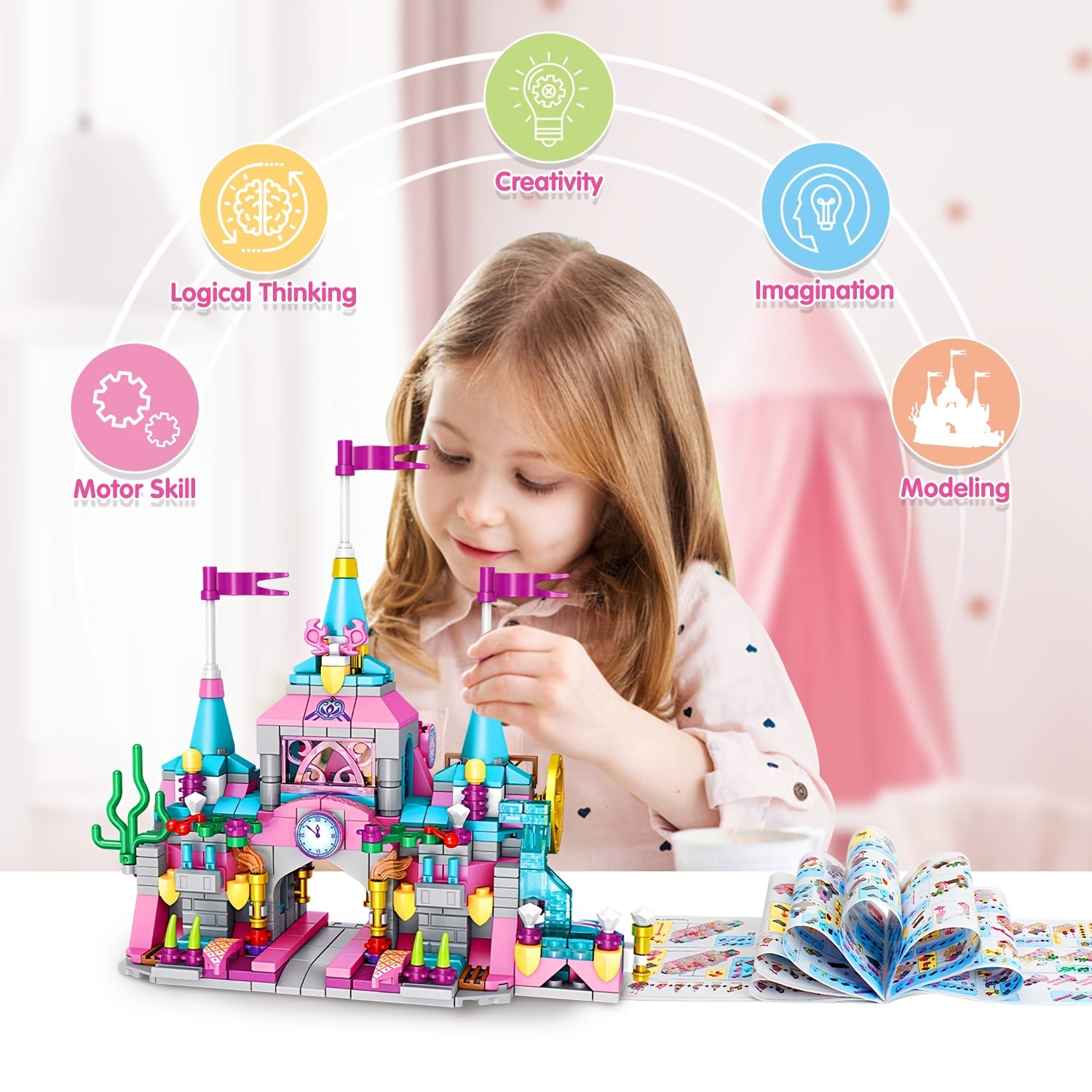Juguetes de construcción para niñas de 6 7 8 9 10 11 12 años de edad, 568  piezas Princess Castle STEM Juego de juguetes de construcción, 25 modelos Ju