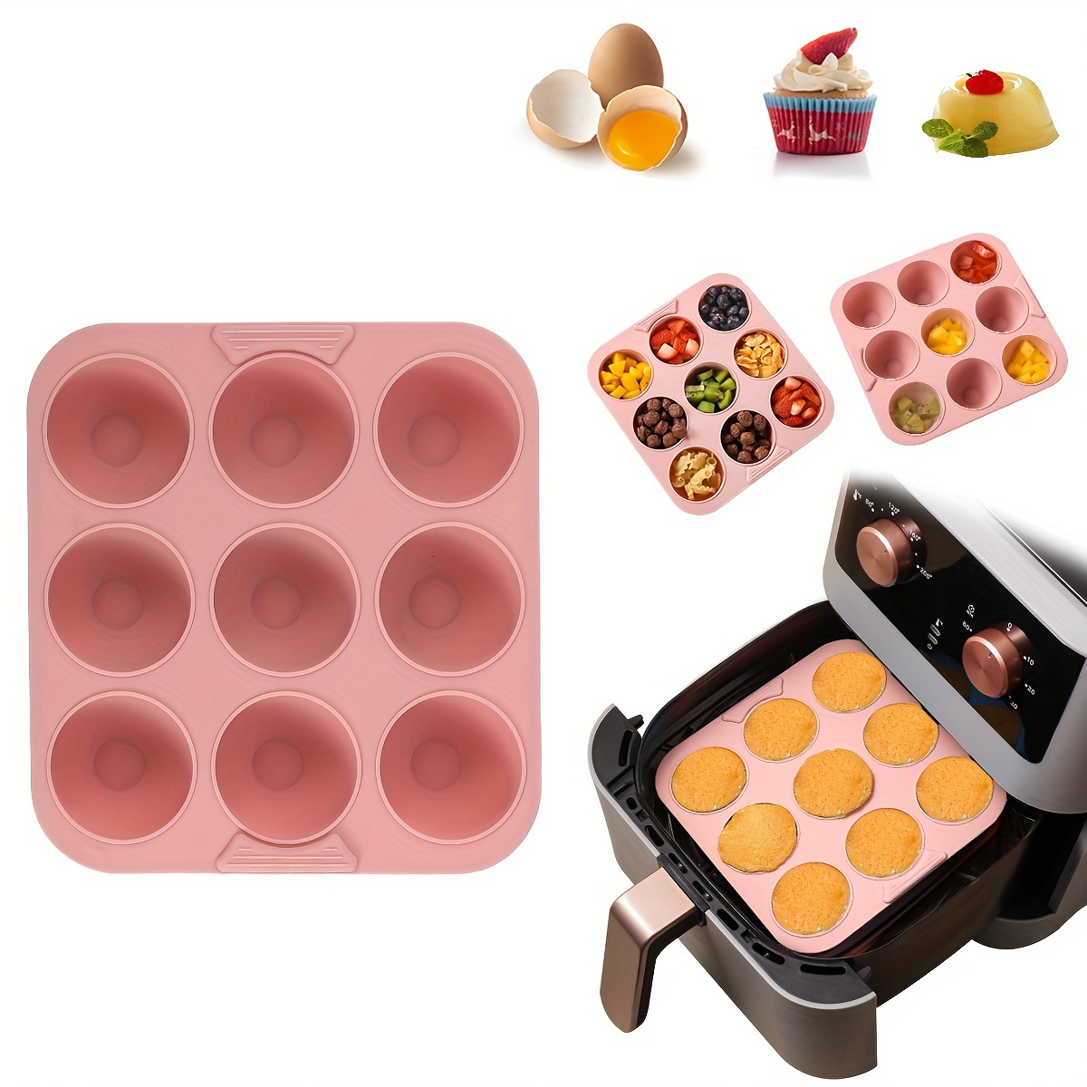 Silicone Egg Bite Mold, 7 Cavity Mini Cake Molds, Air Fryer Liners,  Bpa-free, Microwave And Oven Safe, Dishwasher Safe, Baking Tools, Kitchen  Gadgets, Kitchen Accessories - Temu