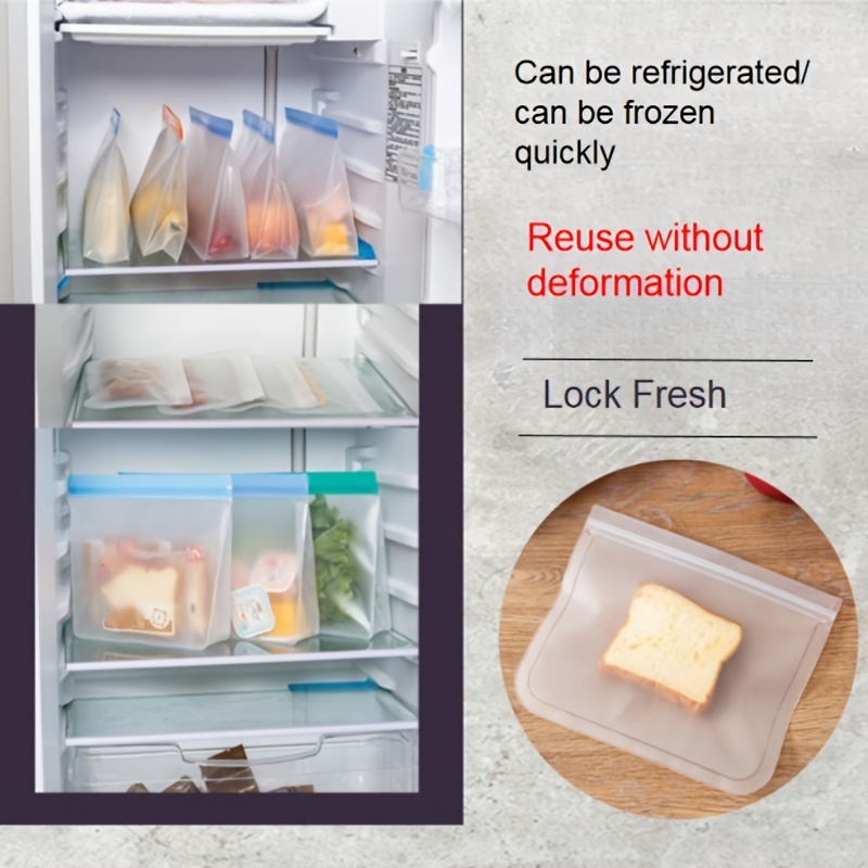 Reusable EVA Zip Lock Food Storage Pouches Bags Refrigerator
