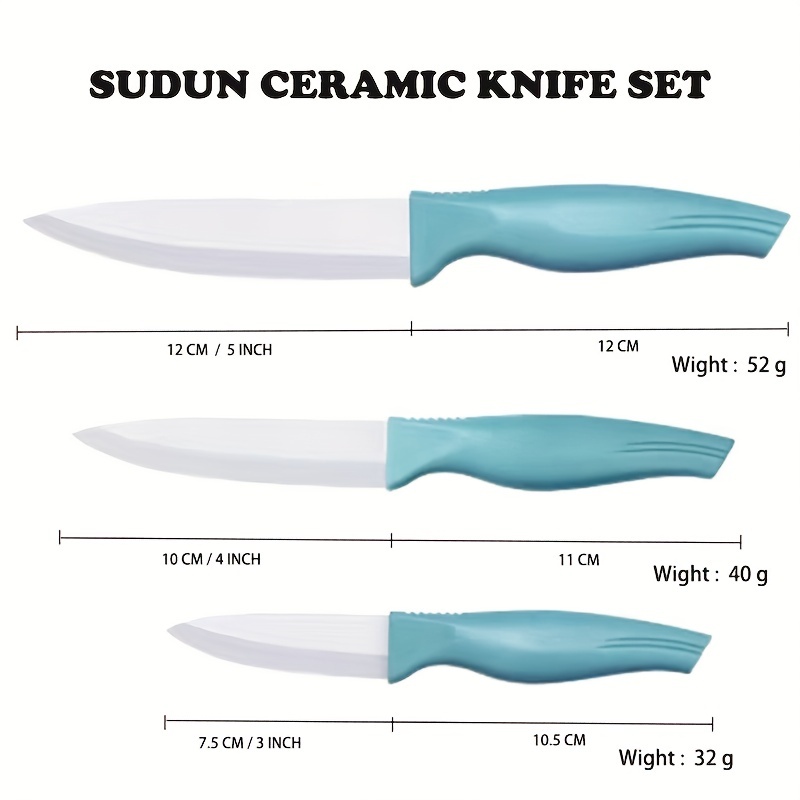 3pcs, Ceramic Blade Paring Knife Set, 3''/4''/5'' Fruit Knife, Kitchen  Knives, Kitchen Accessories, Back To School Supplies (Blue)