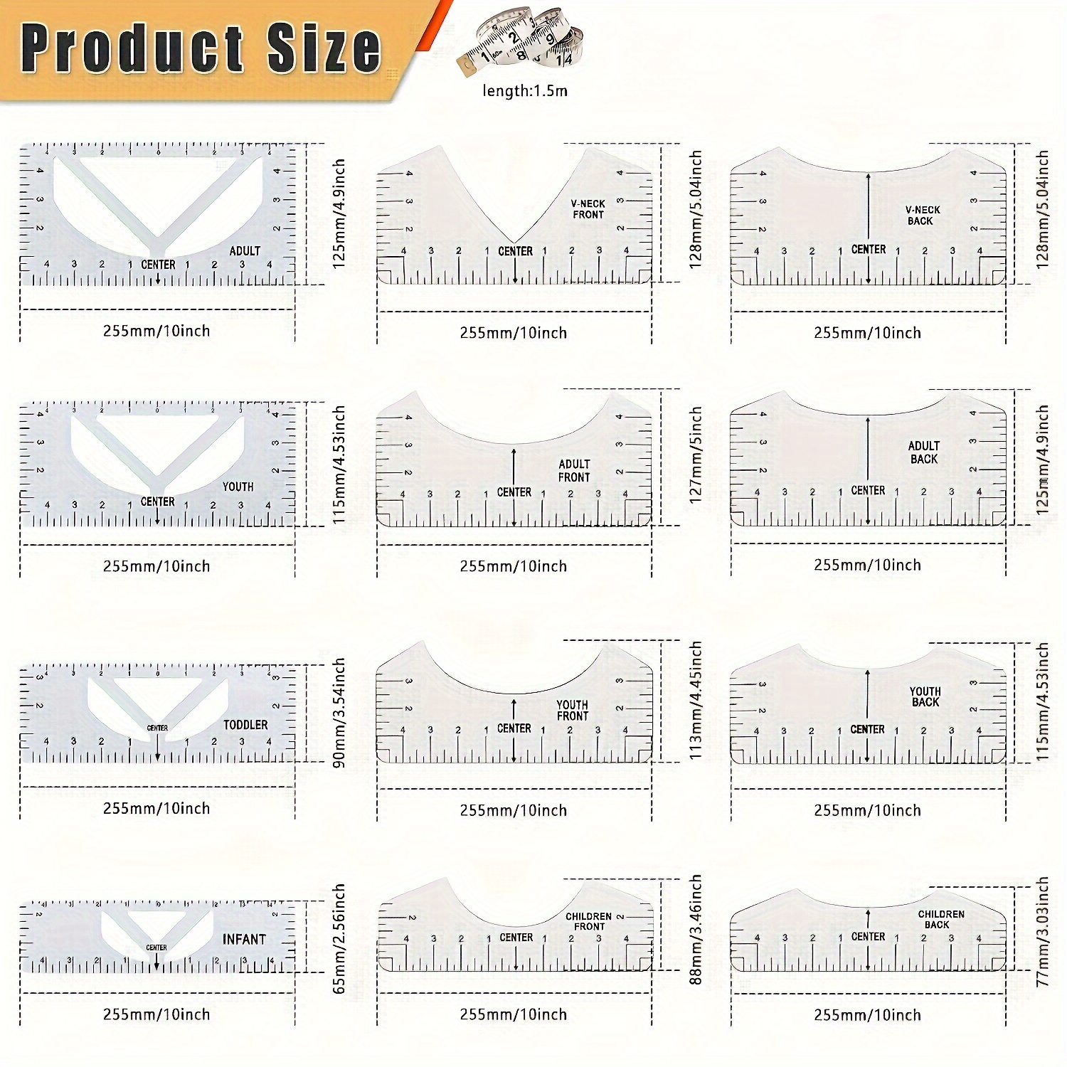 Tshirt Alignment Tool Ruler, Ruler Centering Shirts