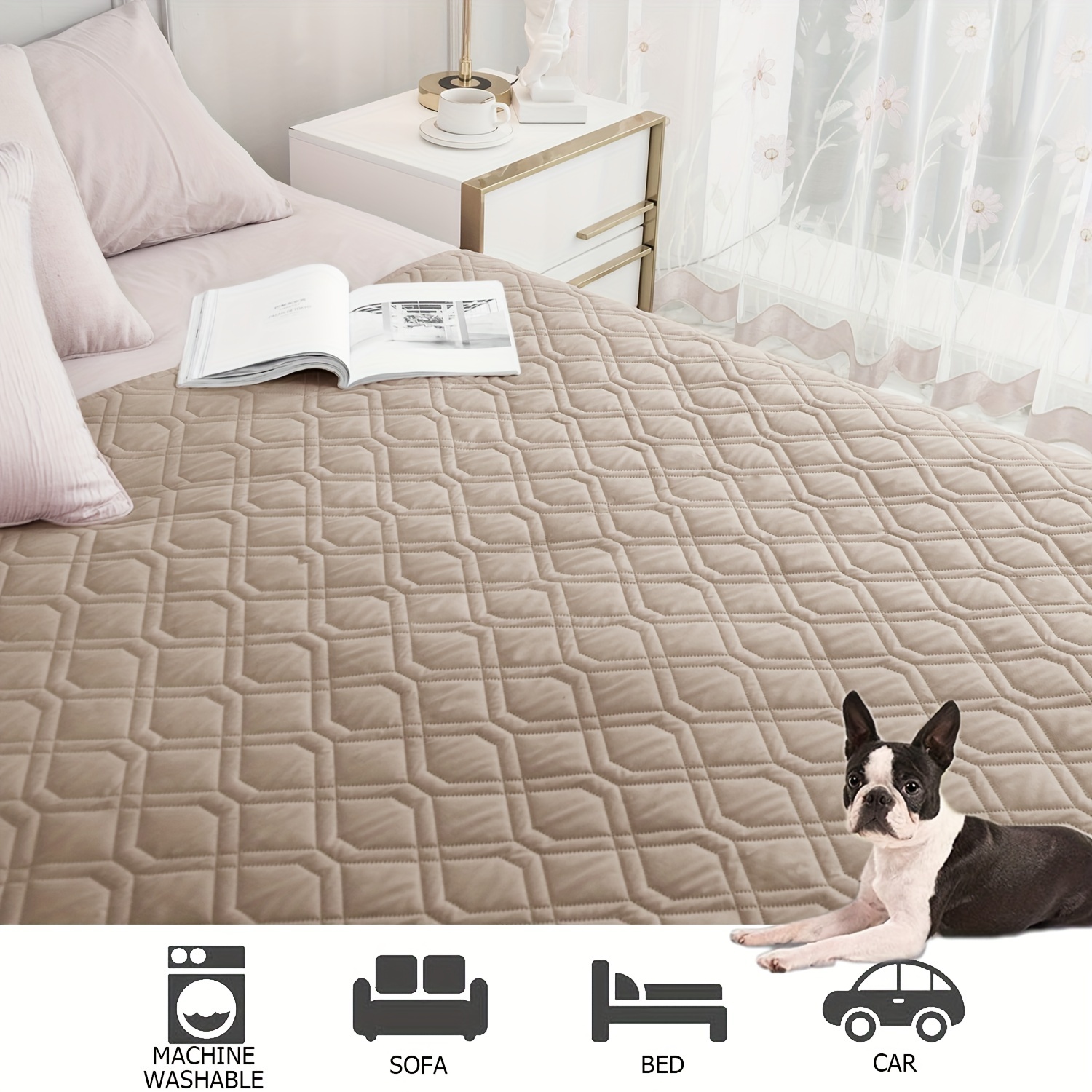 Bedsure Manta impermeable para cama – Manta impermeable de forro polar  Sherpa para perros grandes, mantas para mascotas para cama/sofá/jaula para