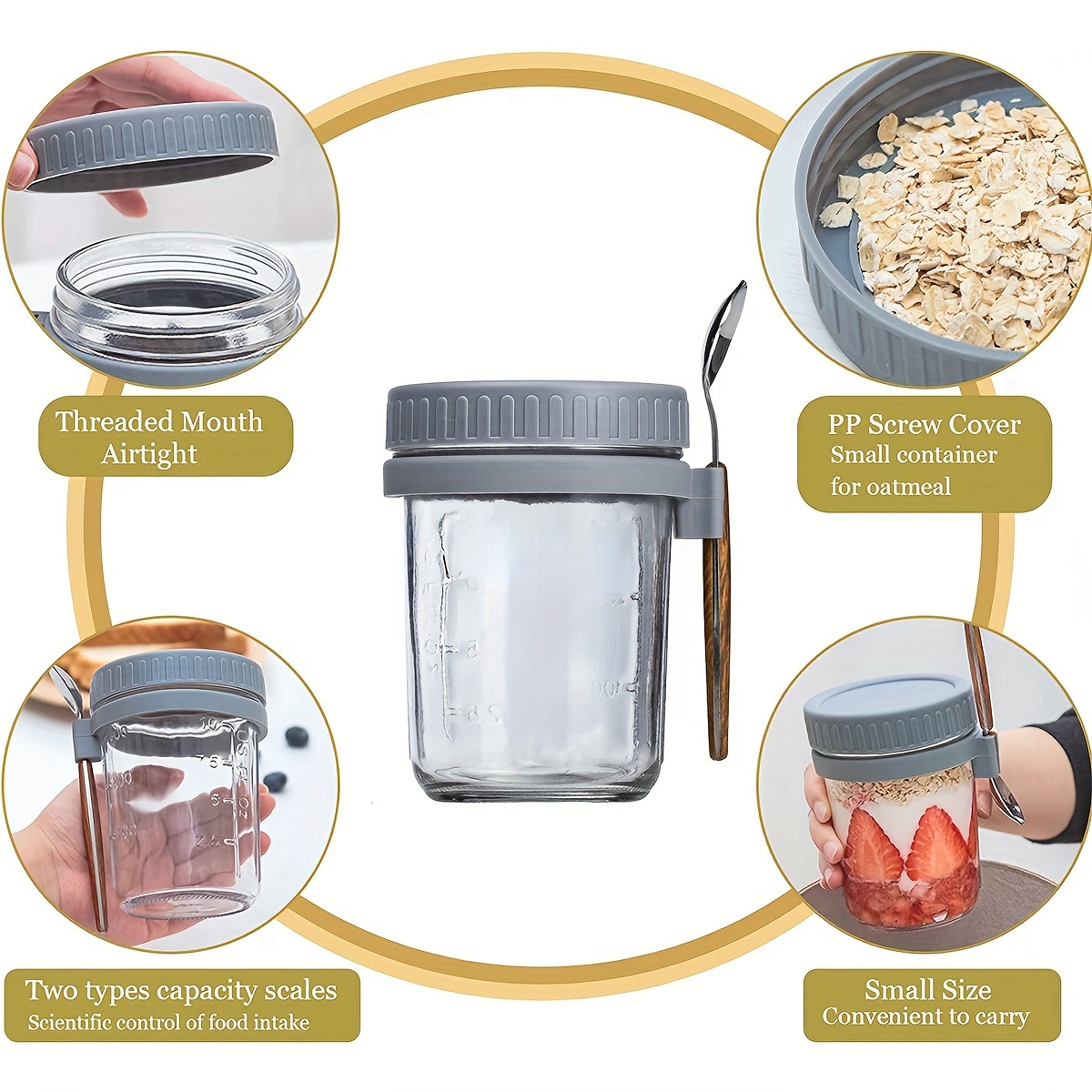 Overnight Oats Jars Milk Fruit Salad Food Storage Container - Temu