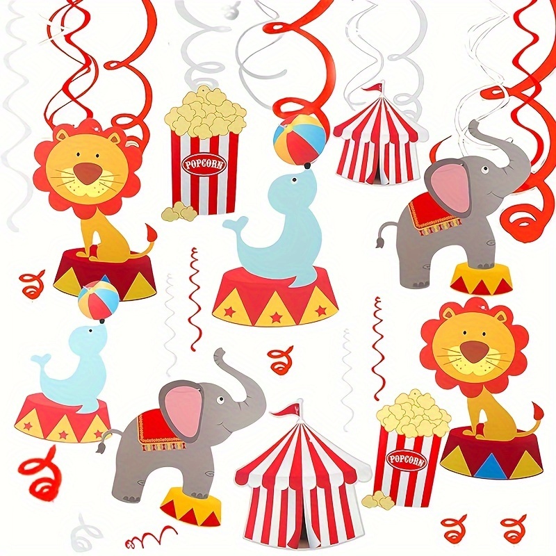 

15pcs Circus Animal Spiral Hanging Decorations Birthday Party Decorations, Hanging Ornament, Party Decor, Room Decor