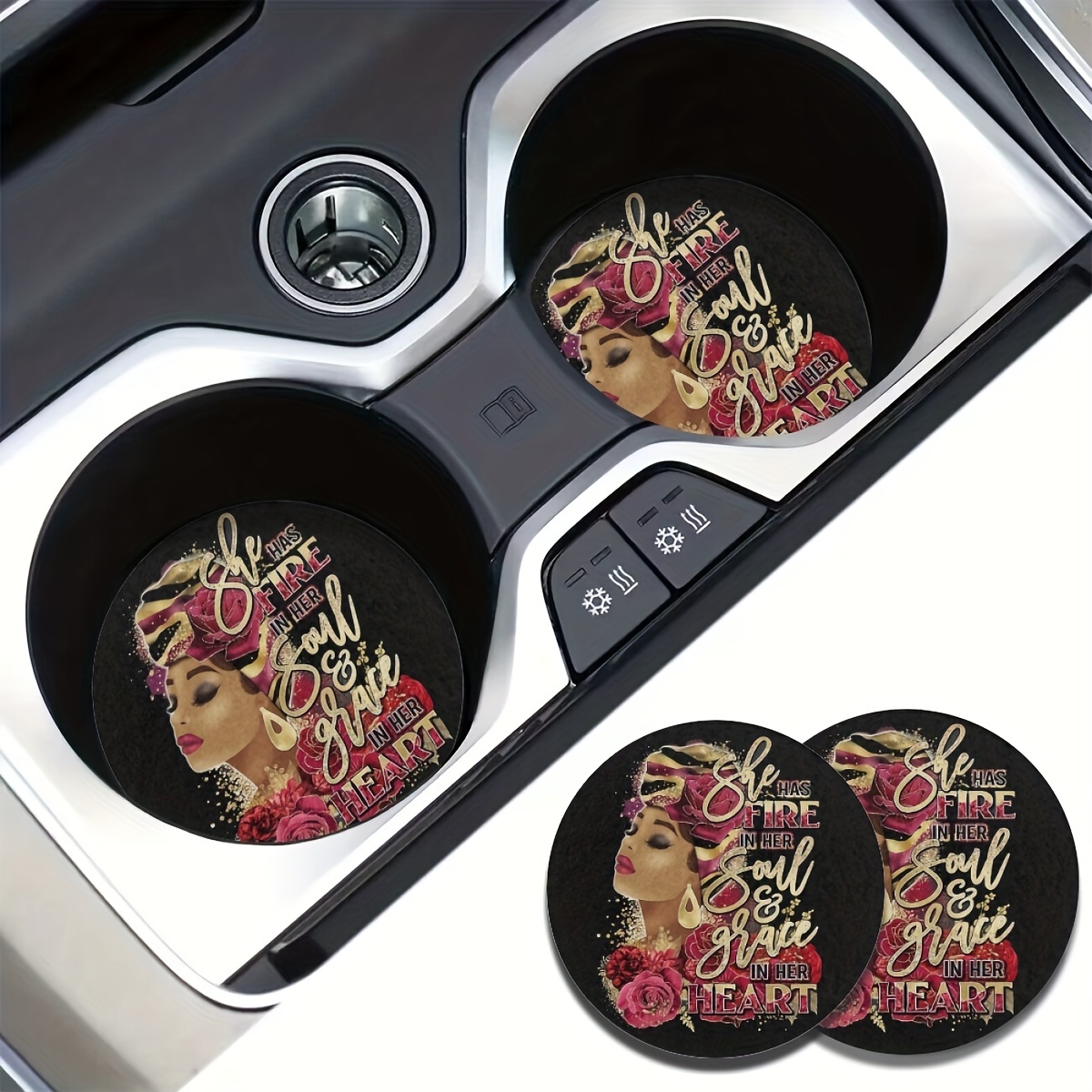 Car Coasters For Cup Holders girl Car Accessories Black And - Temu