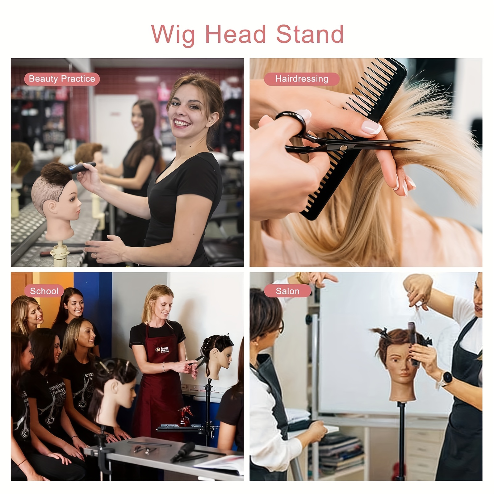  Mannequin Head Stand, Upgrade Foldable Wig Stand Tripod For  Cosmetology Hairdressing Training, Metal Adjustable Wig Head Stand