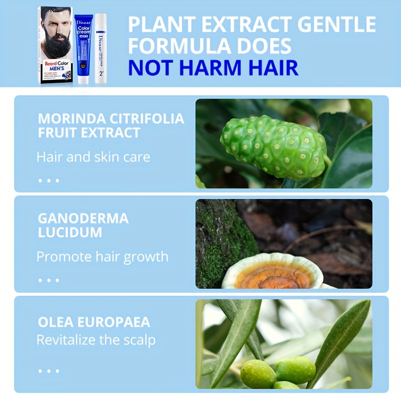 60ml 2pcs Men's Natural Beard Dye Cream Fast Dyeing Paste