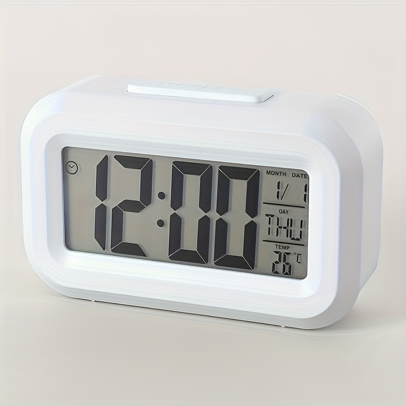 Reisewecker 12/24 Stunden Hintergrundbeleuchtung LCD Tragbare Mini- Digitaluhr Kosmetikspiegel Kleine faltbare Batterie Desktop-Uhr (schwarz)