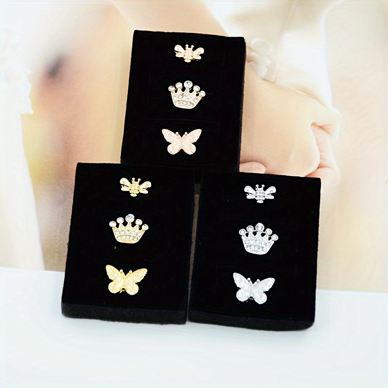 

3pcs Crown Butterfly Bee Watchband Nails Studs, Cute Shiny Rhinestone Watch Strap Charms Decorations Compatible With Iwatch Series Band