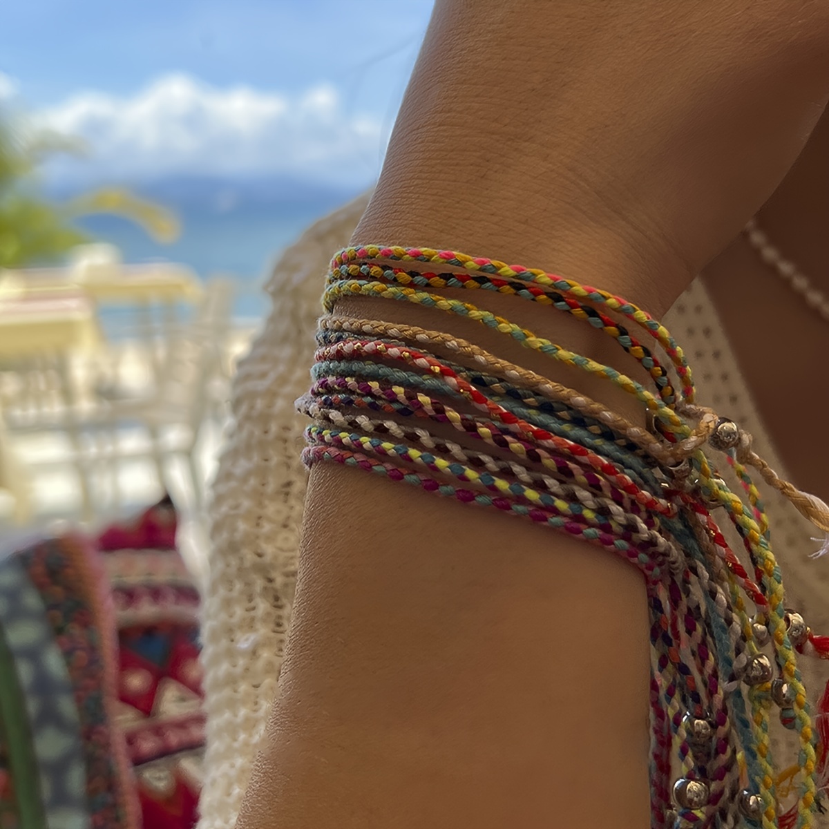 

12pcs Colorful Braided Rope Bracelet Set Stackable Hand Jewelry Adjustable Hand Jewelry Set