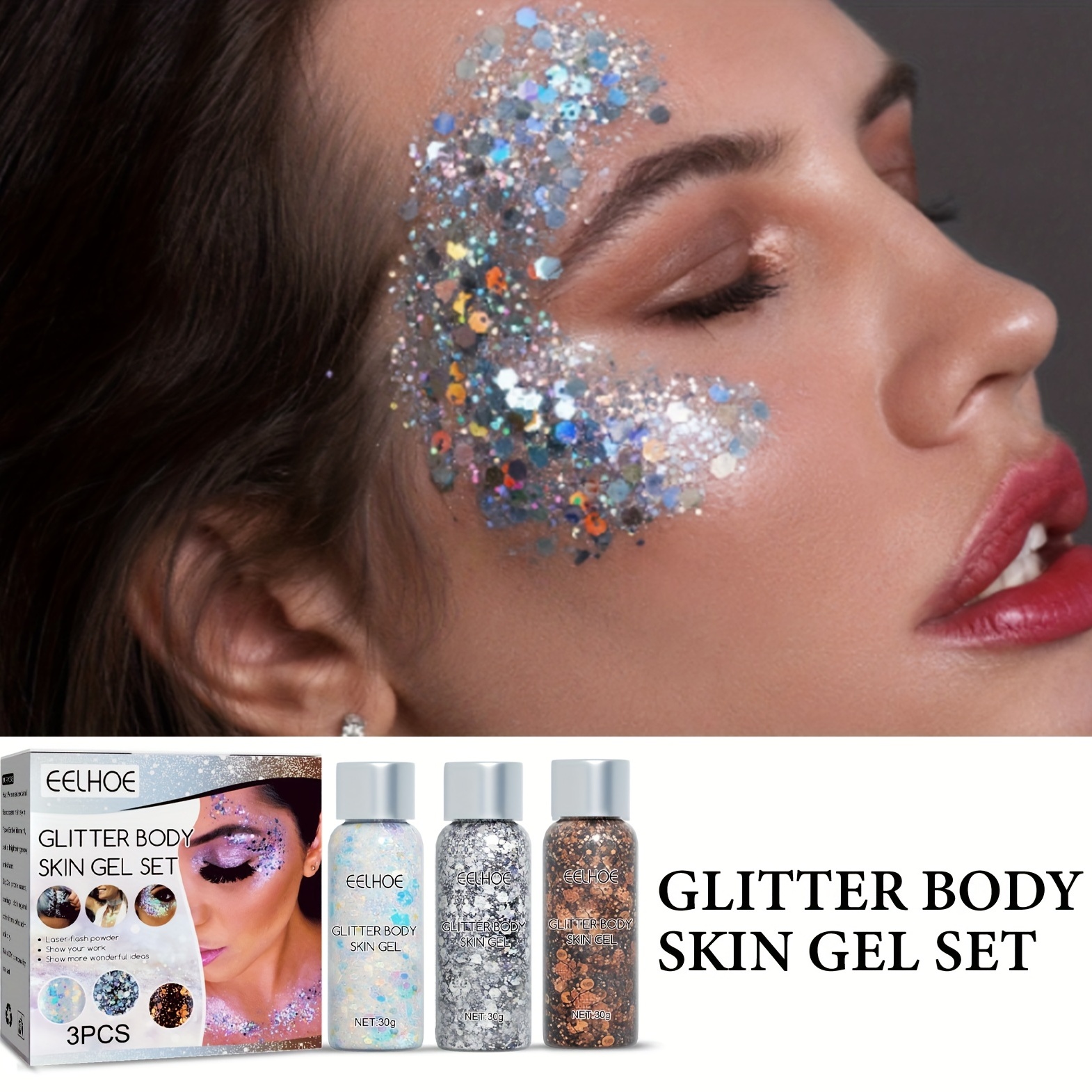 Body Glitter Gel Face Glitters Body Gel Sequins Liquid Eyeshadow Chunky  Glitter 