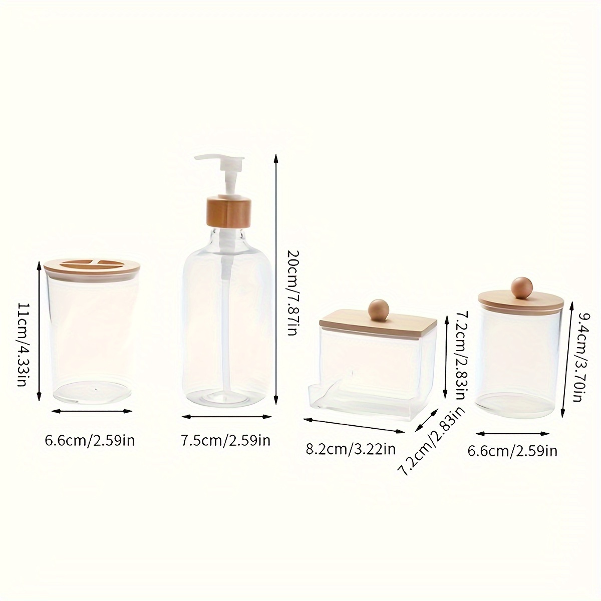 Bamboo Soap Dispenser and Tray Set Clear Glass