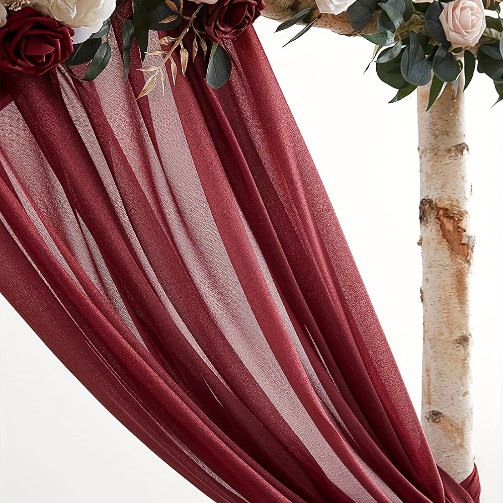 Wedding Arch Draping Fabric 2 Panels 18ft Burgundy Sheer Backdrop Curtain  Chiffon Fabric Drapery Sheer Voile Scarf Draping Panels For Wedding Archway