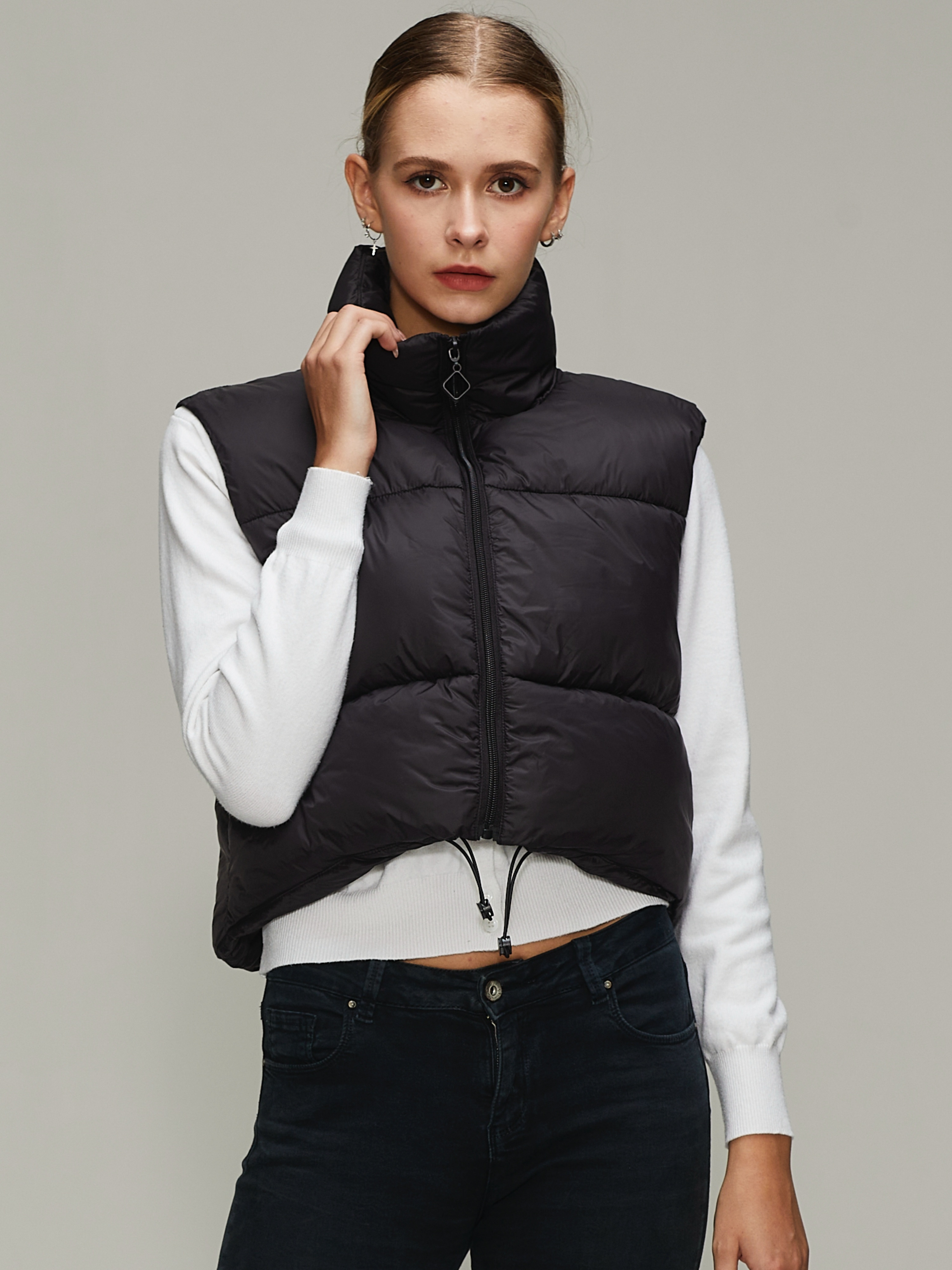 KEOMUD Women's Winter Crop Vest Lightweight Sleeveless Warm