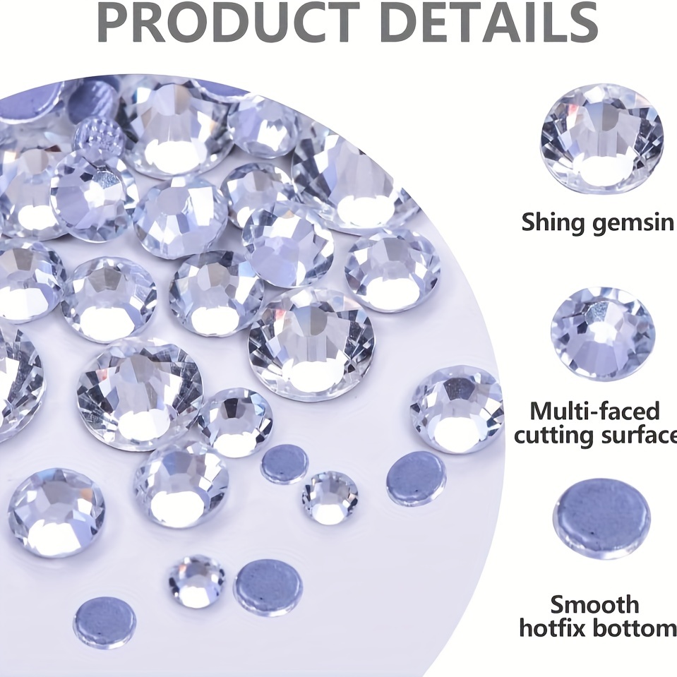 Hotfix - Diamantes de imitación de cristal para manualidades en ropa,  pegamento caliente en cristales de parte trasera plana, diamantes de  imitación