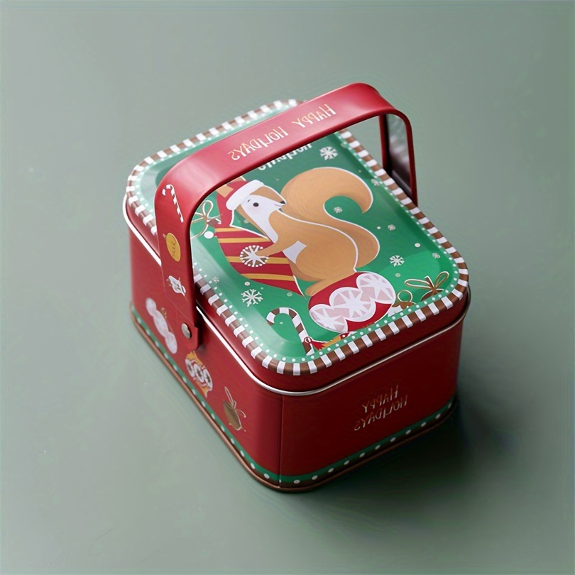 FELTECHELECTR 4pcs Gift Packaging Iron Box Empty Candy Tin Portable Cookie  Jar Tin Boxes with Hinged Lids Tea Tins Empty Tinplate Tin Gifts in Bulk