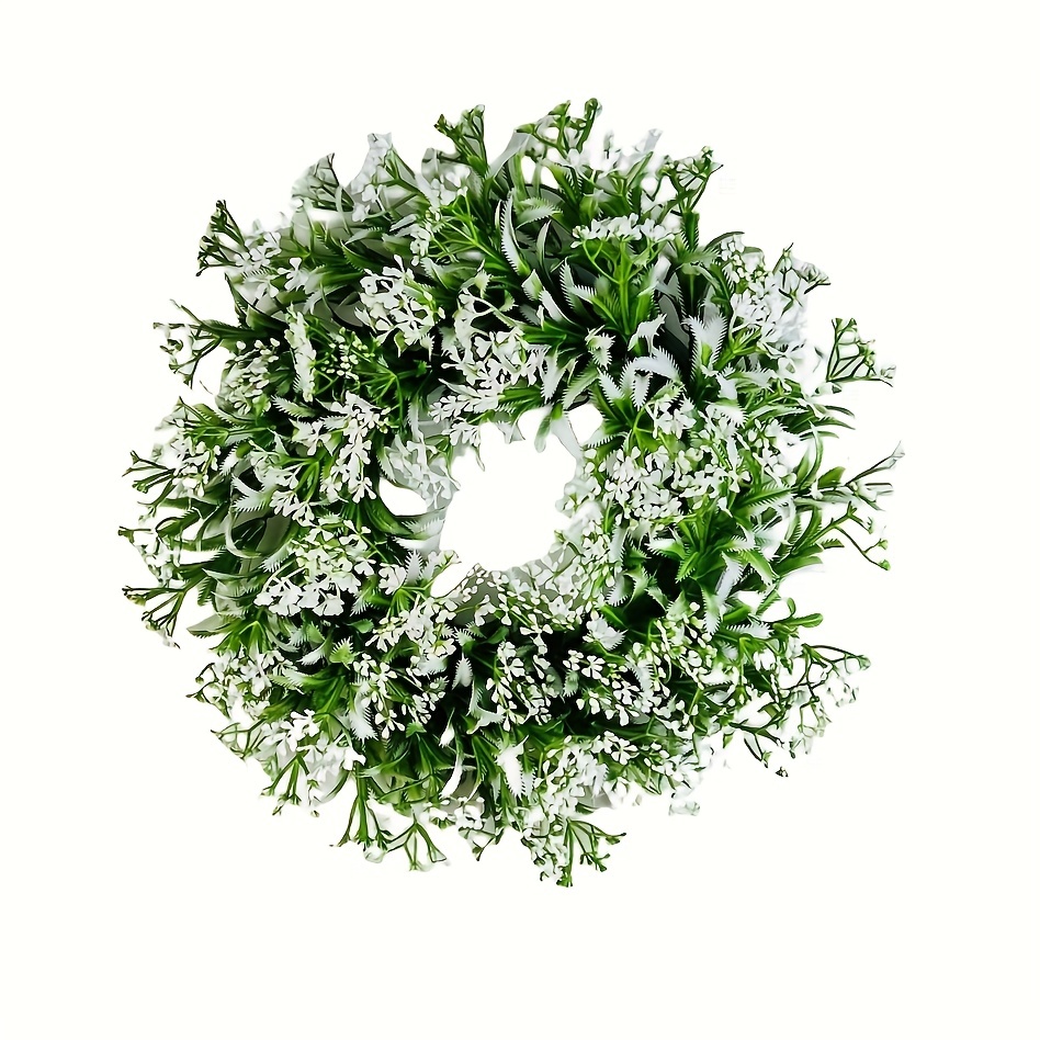Image of 1 Artificial Gypsophila Wreath, Candlestick Wreath, Artificial Wreath, Front Door Decoration, Wedding Christmas, Walls, Windows, Party And Home Decoration