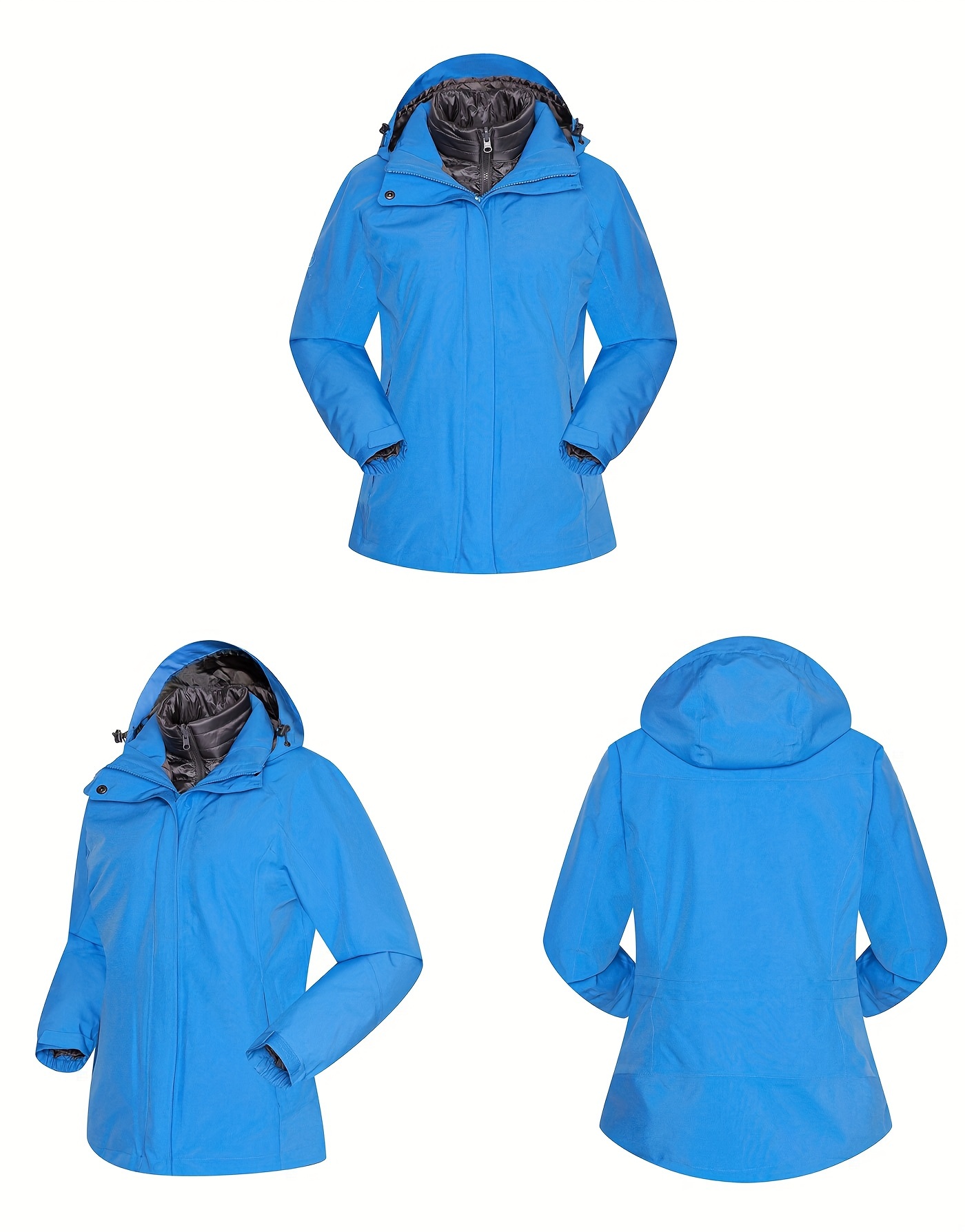 3 in 1 Winter Ski Jacket Long Sleeve Thermal Hooded Jacket - Temu